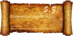 Sinkovits Zalán névjegykártya